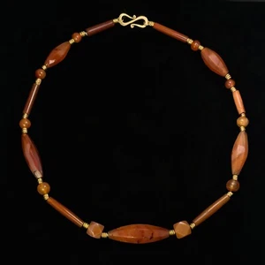 Authentic Ancient Carnelian and Gold Bead Necklace from Pyu Era Burma - Picture 1 of 2