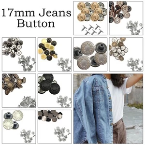 Hammer on Replacement 17mm  Jeans Button Brass with Pin DIY Craft Denim Jacket - Picture 1 of 69