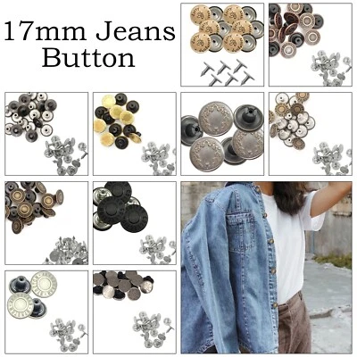 Hammer on Replacement 17mm  Jeans Button Brass with Pin DIY Craft Denim Jacket - Image 1 of 4