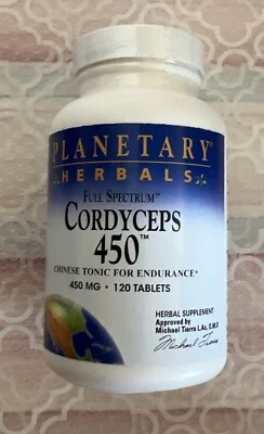 Planetary Herbals Cordyceps 450 MG Espectro Completo 120 Comprimidos Exp 03/26 Foto 1 de 3