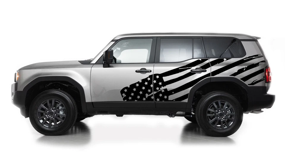 Kit de calcomanías de diseño gráfico de bandera estadounidense lateral para Toyota Land Cruiser Foto 1 de 4