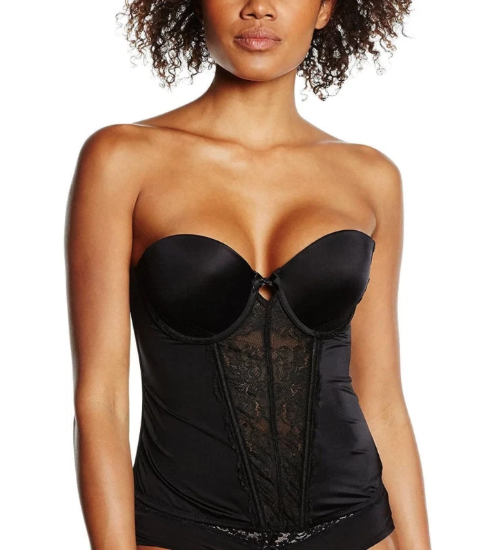 Maidenform Negro Súper Sexy Sin Tirantes Floral Encaje Push Up L95626 Talla 34B Foto 1 de 4