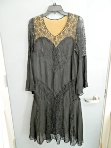 Vintage 1920's Crepe & Lace Gown - Picture 1 of 4