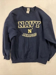 Navy Annapolis Sweatshirt Adult Large Gildan Heavy Blend Blue Pull-Over Vintage - Bild 1 von 7