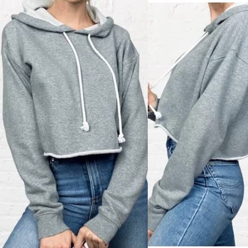 VETEMENTS Wild Fable Crop hoodie Gray raw hem Women Top Sz XS NEW