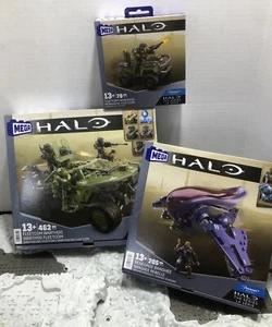 Halo Paramount + Fleetcom Warthog, Mongoose & Renegade Banshee Mega Construx Lot - Picture 1 of 12