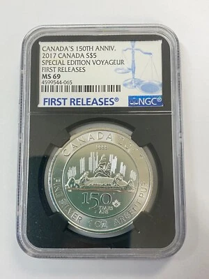 2017 $5 CANADA 1OZ SILVER 150TH SPECIAL EDITION VOYAGEUR NGC MS69 FIRST RELEASES - Image 1 of 2