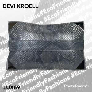 Devi Kroell Womens Gray Snakeskin Clutch Handbag Leather One Size - Picture 1 of 6