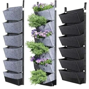 6/7 Bolsillos Vertical Crecimiento Bolsa De Plantación Colgante De Pared Flor Vegetal Cultivo - Imagen 1 de 21