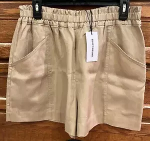 NWT Elizabeth & James Women's Smocked High Waisted Tan OR Black Shorts Large - Picture 1 of 3