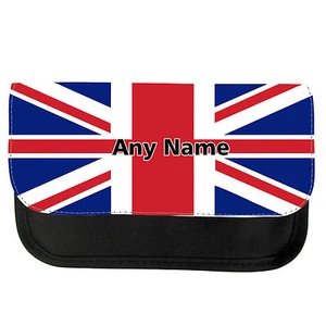 PERSONALISED UNION JACK PRINT GIRLS BOYS PENCIL CASE/MAKE UP BAG BIRTHDAY XMAS  - Picture 1 of 4