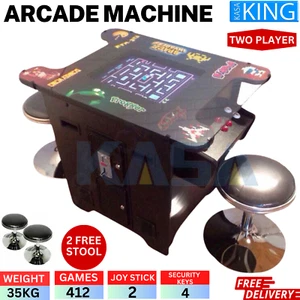 Tabletop Cocktail Arcade Machine Samsung Display 412 Games With 2 Luxury Stools - Picture 1 of 12