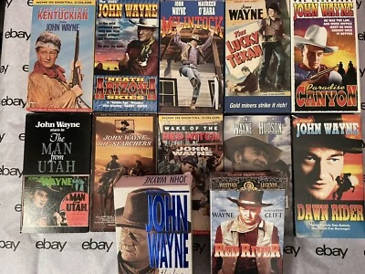 John Wayne VHS Lot Of 12 Western Vintage Movies Shows 3 Sealed Ones - Image 1 of 4