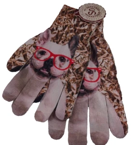 Puppy SO Gloves Happy Photo Real Touch Glove Dog with red glasses NWT - Picture 1 of 4