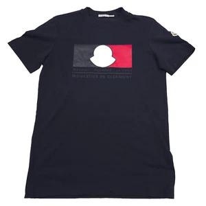$370 Moncler Navy Blue Graphic Short Sleeve Tee T-Shirt Mens Size Small - Picture 1 of 9