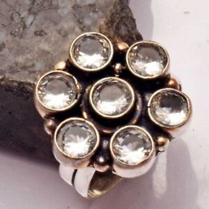 White Topaz Ethnic Handmade Ring Jewelry US Size-8.25 SR 113