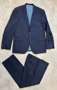 HUGO BOSS Mens Suit COOPER1 120s Blue Wool single breasted blazer UK Chest 42 - Picture 1 of 11