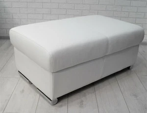 Weiß Echtleder Hocker mit Stauraum Leder Sitzhocker Fußhocker Sitzwürfel 90x55 - Bild 1 von 6