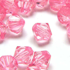 Lot of 250 Plastic Acrylic 6mm Double Cone Faceted Bicone Diamond Shaped Beads