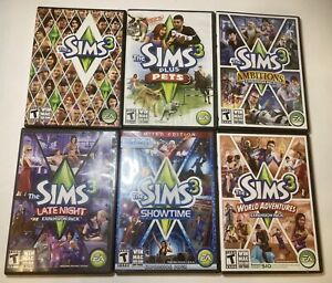 Sims 3 Set: Haustiere, Ambitionen, Showtime, Weltabenteuer, Late Night, mit Serie