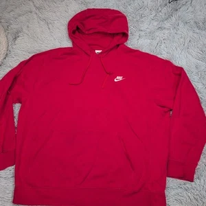 Nike Sweatshirt Mens XL Red Hoodie Logo Pocket Swoosh Street Wear Comfort Soft - Picture 1 of 13