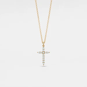 Moissanite Cross Charm Pendant Necklace in 925 Sterling Silver - Picture 1 of 7