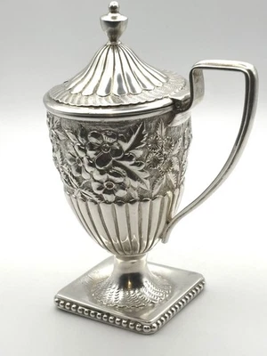 Olla de mostaza repoussé de plata esterlina rara de A. Jacobi & Co Baltimore MD 1890’s Foto 1 de 4