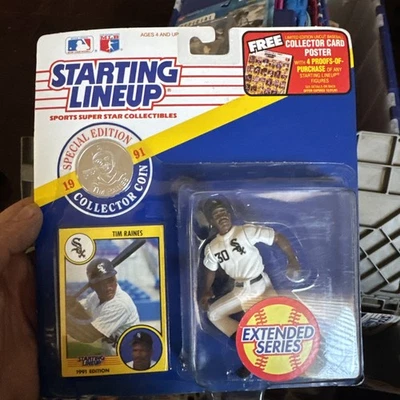 1991 Starting Lineup Tim Raines White Sox Figure With Collectors Coin & Card - Image 1 of 2