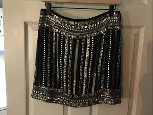 Indian Mid Eastern Glass Bead Metallic Sequin Size M Skirt By Satnam - Picture 1 of 18