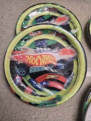 Hot Wheels Cars 3 Pkgs 8 Party Plates 1998 NEW Mattel Hallmark Vtg Y2K  - Image 1 of 4