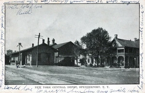 SPENCERPORT NY - New York Central Railroad Depot Postcard - udb - 1907 - Picture 1 of 2