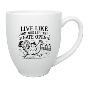 Taza de café pollo dama diseño de gallina de granja rústica 15 oz grande cerámica blanca... - Imagen 1 de 7