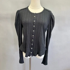 Anthropologie Pilcro Puffärmel geripptes Button-Down-Top Größe Large  - Bild 1 von 14