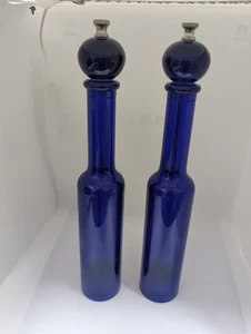 Vintage Olde Thompson Cobalt Blue Tuscany Salt Shaker Pepper Grinder 11" Tall S7 - Picture 1 of 8
