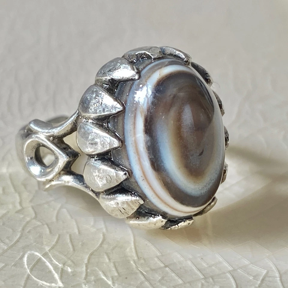 Anillo de plata 925 para hombre ágata yemení natural aqeeq baqarani eye aget جزع بقرانيM Foto 1 de 4