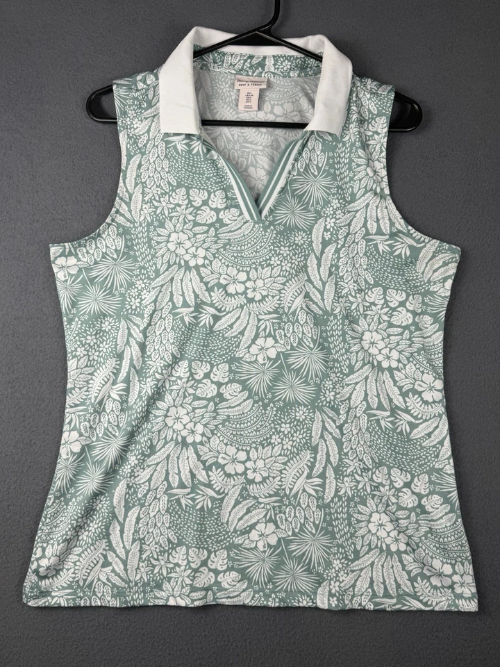 Tommy Bahama Top Womens L Polo Tank Golf & Tennis UPF Dry Wicking Tropical - Image 1 of 4