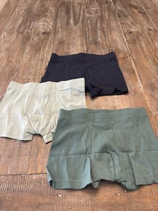 H&M Boys Boxers, Three Piece Navy, Olive Green And Dark Green, Size XS - Picture 1 of 2