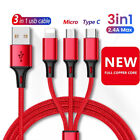 3 in 1 Fast USB Charging Cable Cell Phone Charger Cord For iPhone Type C Micro