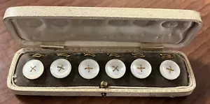 Victorian Mother Of Pearl & Gold Metal Buttons - Boxed - Picture 1 of 5
