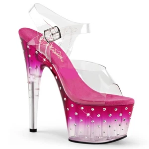 Pleaser STARDUST-708T Exotic Dancing Stiletto 7" Heel Ankle Strap Plat. Sandal. - Picture 1 of 3