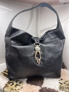 VINTAGE LEATHER DOONEY BOURKE 2L740 BL LOGO LOCK SHOULDER BAG.NEW  - Picture 1 of 16