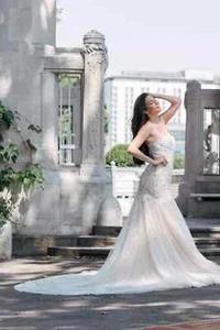 Brautkleid, Hochzeitskleid, Gr. 38, Mermaid, Perlen & Spitze, neuwertig - Bild 1 von 12