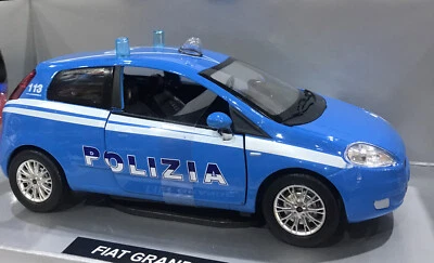 Modellino Fiat Grande Punto Polizia   NewRay 1:24  Die-Cast Metall - Immagine 1 di 3