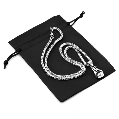 Edelstahl Boxhandschuh Anhänger + Zopfkette Set Boxen Rocker Biker (A-024) - Bild 1 von 4