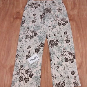 NAUTICA JEANS COMPANY Linen Ankle Crop Pants Womens Size 4 Floral Capri Skimmer - Picture 1 of 15