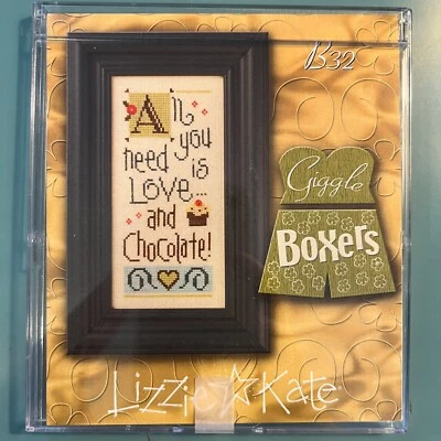 Kit de punto de cruz Lizzie Kate "All You Need" Riggle Boxers con lino y cuentas Foto 1 de 2