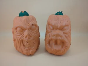 2 Topstone Danbury Vintage Halloween 7" Foam Pumpkins Lot 80s Zombie & Werewolf - Picture 1 of 7
