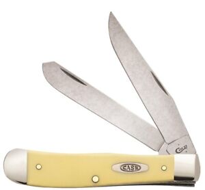 Case xx Trapper Knife Yellow Delrin Handle CS Carbon Steel Pocket Clip 30114