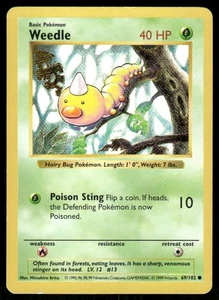 Pokemon Tcg Weedle [Shadowless] #69 Pokemon Base Set LP - Picture 1 of 2