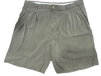 Shorts Baracuta Chino Masculino 36 Verde Seda Plissado Relaxado Bolsos Leve - Imagem 1 de 4